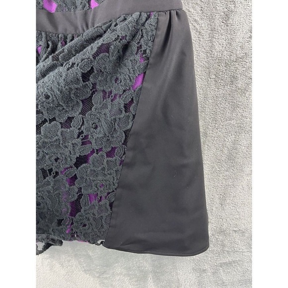 Jay Godfrey Womens Black Purple Floral Lace Fit and Flare Cocktail Dress Size 8 - Picture 4 of 7
